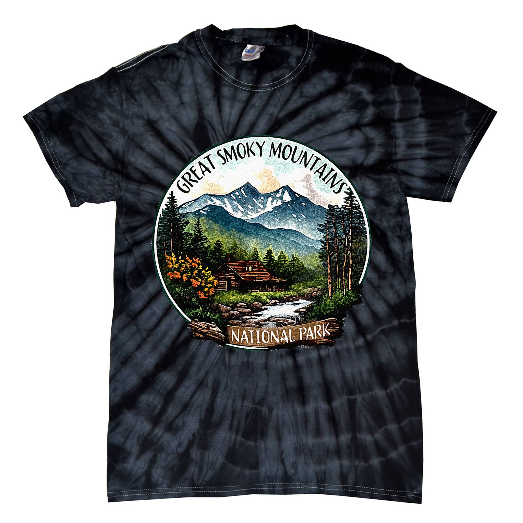 Great Smoky Mountains National Park Vintage Scene Souvenir Tie-Dye T-Shirt