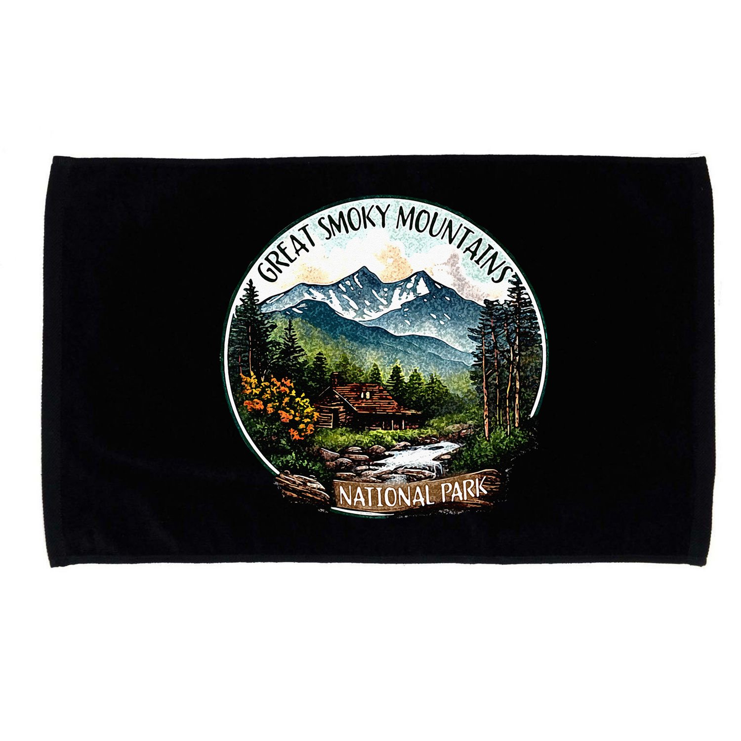 Great Smoky Mountains National Park Vintage Scene Souvenir Microfiber Hand Towel