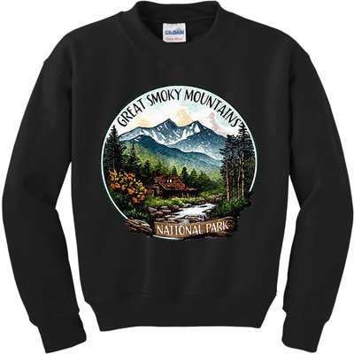 Great Smoky Mountains National Park Vintage Scene Souvenir Kids Sweatshirt