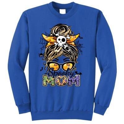 Groovy Spooky Mom Messy Bun Witch Mom Halloween Cool Gift Sweatshirt