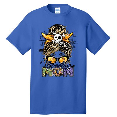 Groovy Spooky Mom Messy Bun Witch Mom Halloween Cool Gift Tall T-Shirt