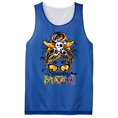 Groovy Spooky Mom Messy Bun Witch Mom Halloween Cool Gift Mesh Reversible Basketball Jersey Tank