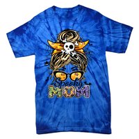 Groovy Spooky Mom Messy Bun Witch Mom Halloween Cool Gift Tie-Dye T-Shirt