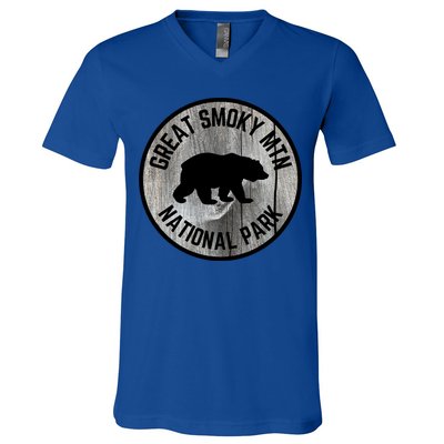 Great Smoky Mountains National Park Tennessee Bear Outdoors Gift V-Neck T-Shirt