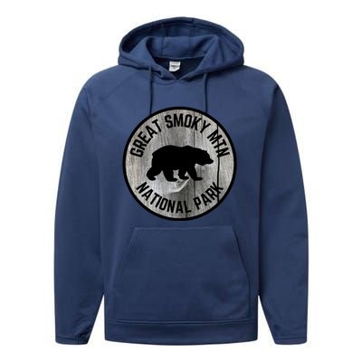 Great Smoky Mountains National Park Tennessee Bear Outdoors Gift Performance Fleece Hoodie