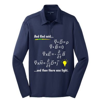 God Said Maxwells Equations And Hen Here Was Light Physics Silk Touch Performance Long Sleeve Polo