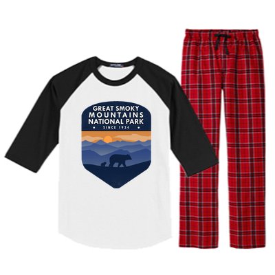 Great Smoky Mountains National Park TN Bear Raglan Sleeve Pajama Set