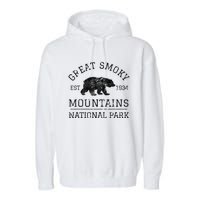 Great Smoky Mountains National Park Tennessee Bear Hiking Garment-Dyed Fleece Hoodie