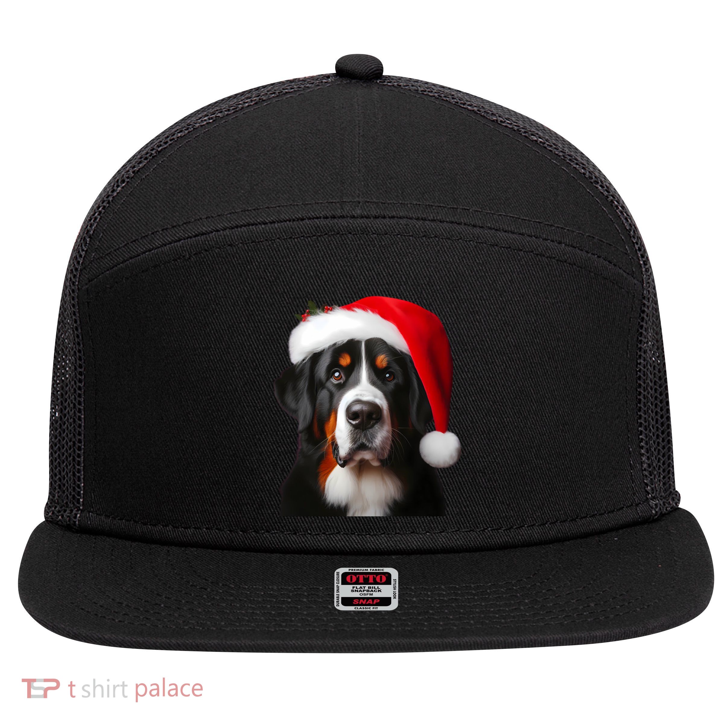 Greater Swiss Mountain Dog With Santa Hat Christmas Dog Mom Gift 7 Panel Mesh Trucker Snapback Hat