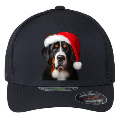 Greater Swiss Mountain Dog With Santa Hat Christmas Dog Mom Gift Flexfit Unipanel Trucker Cap