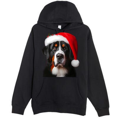 Greater Swiss Mountain Dog With Santa Hat Christmas Dog Mom Gift Premium Pullover Hoodie