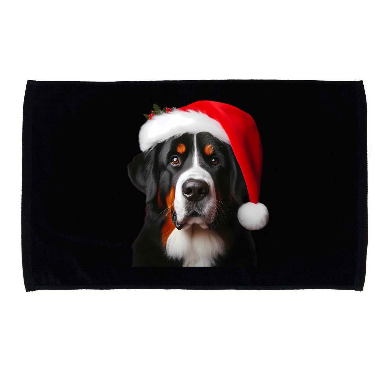 Greater Swiss Mountain Dog With Santa Hat Christmas Dog Mom Gift Microfiber Hand Towel