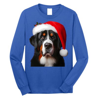 Greater Swiss Mountain Dog With Santa Hat Christmas Dog Mom Gift Long Sleeve Shirt
