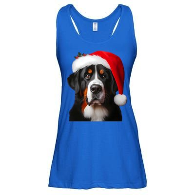 Greater Swiss Mountain Dog With Santa Hat Christmas Dog Mom Gift Ladies Essential Flowy Tank