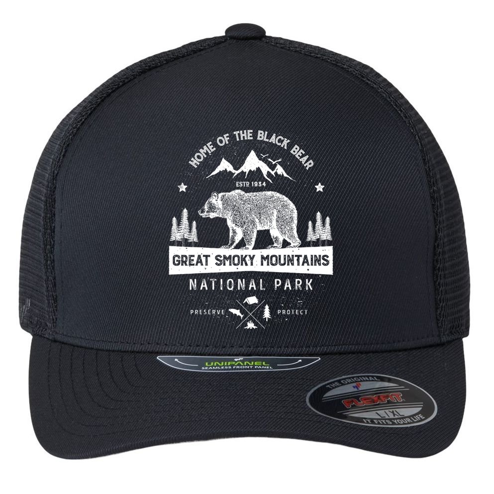 Great Smoky Mountains National Park Gift Bear Vintage Gift Flexfit Unipanel Trucker Cap