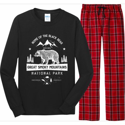 Great Smoky Mountains National Park Gift Bear Vintage Gift Long Sleeve Pajama Set