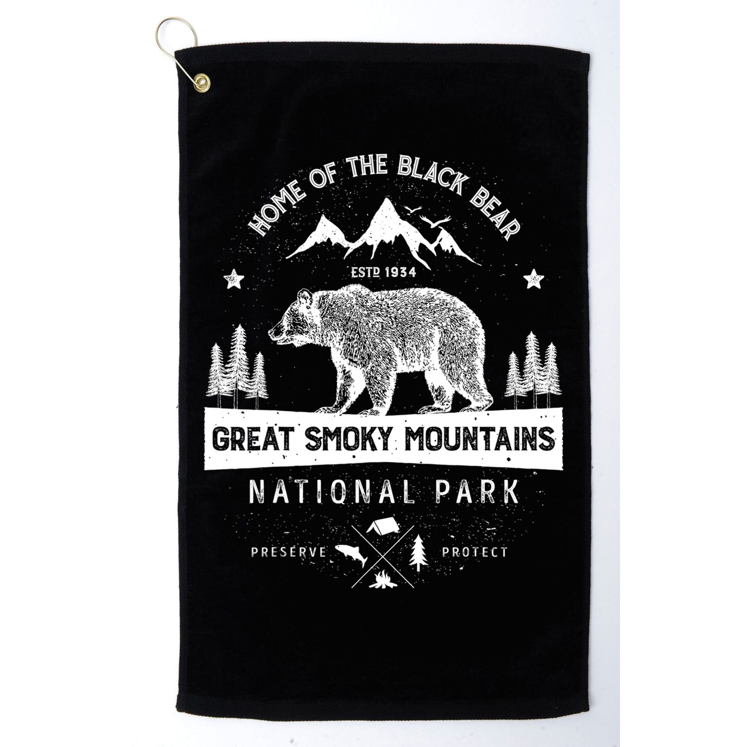 Great Smoky Mountains National Park Gift Bear Vintage Gift Golf Towel