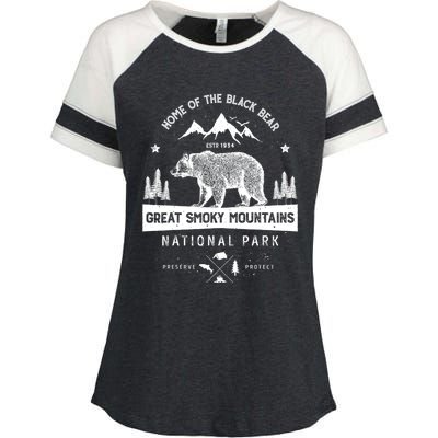 Great Smoky Mountains National Park Gift Bear Vintage Gift Enza Ladies Jersey Colorblock Tee