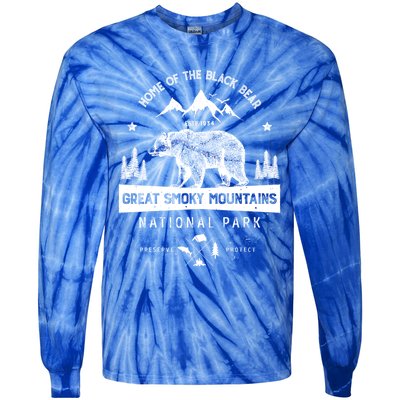 Great Smoky Mountains National Park Gift Bear Vintage Gift Tie-Dye Long Sleeve Shirt