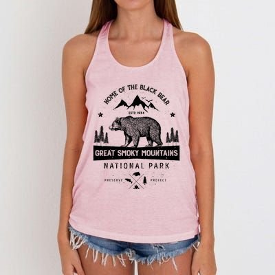 Great Smoky Mountains National Park Gift Bear Vintage Gift Women's Knotted Racerback Tank