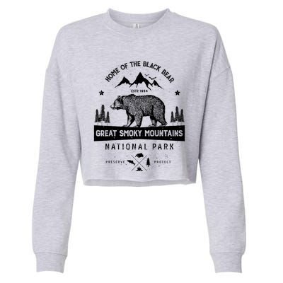 Great Smoky Mountains National Park Gift Bear Vintage Gift Cropped Pullover Crew