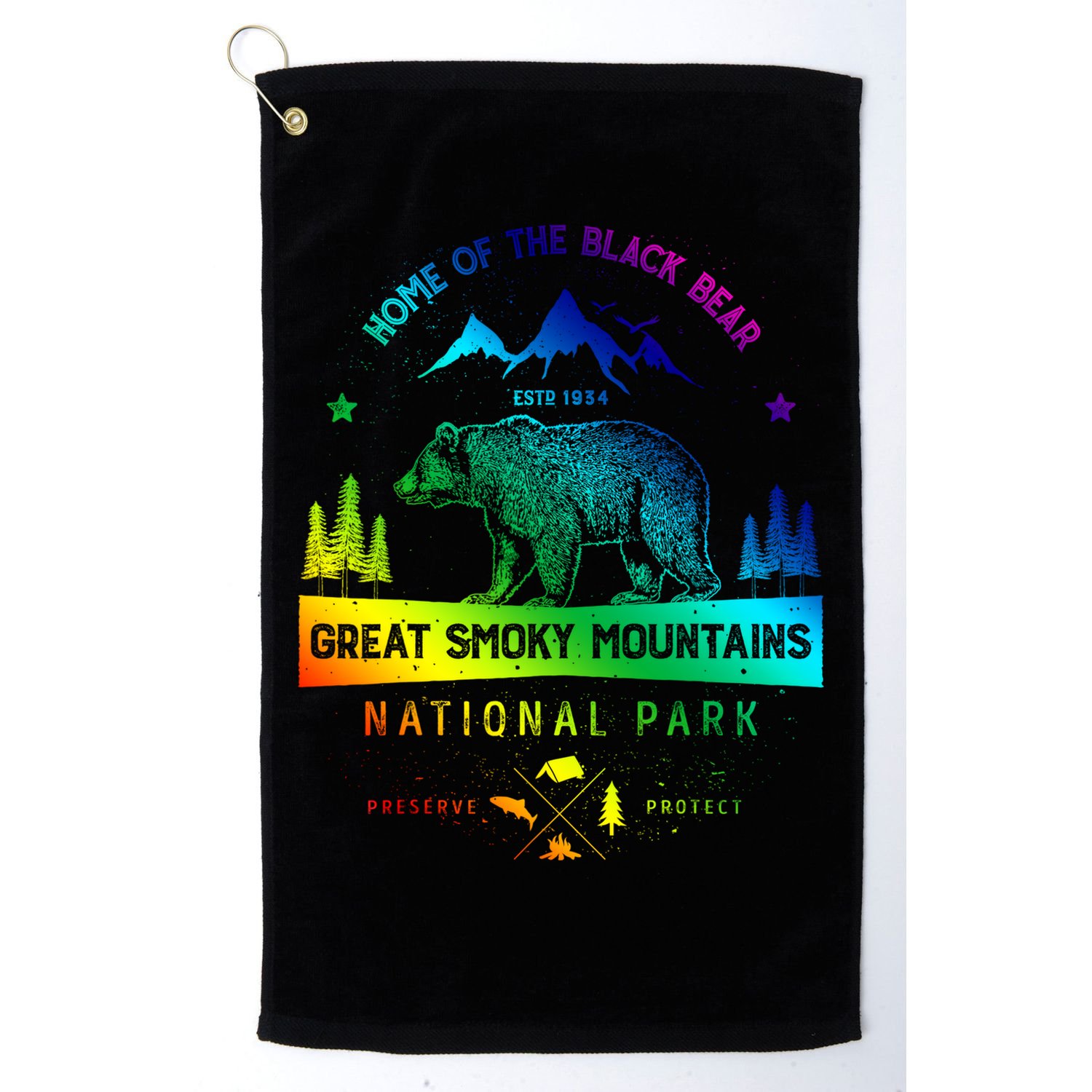 Great Smoky Mountains National Park Gift Bear Vintage Gift Golf Towel