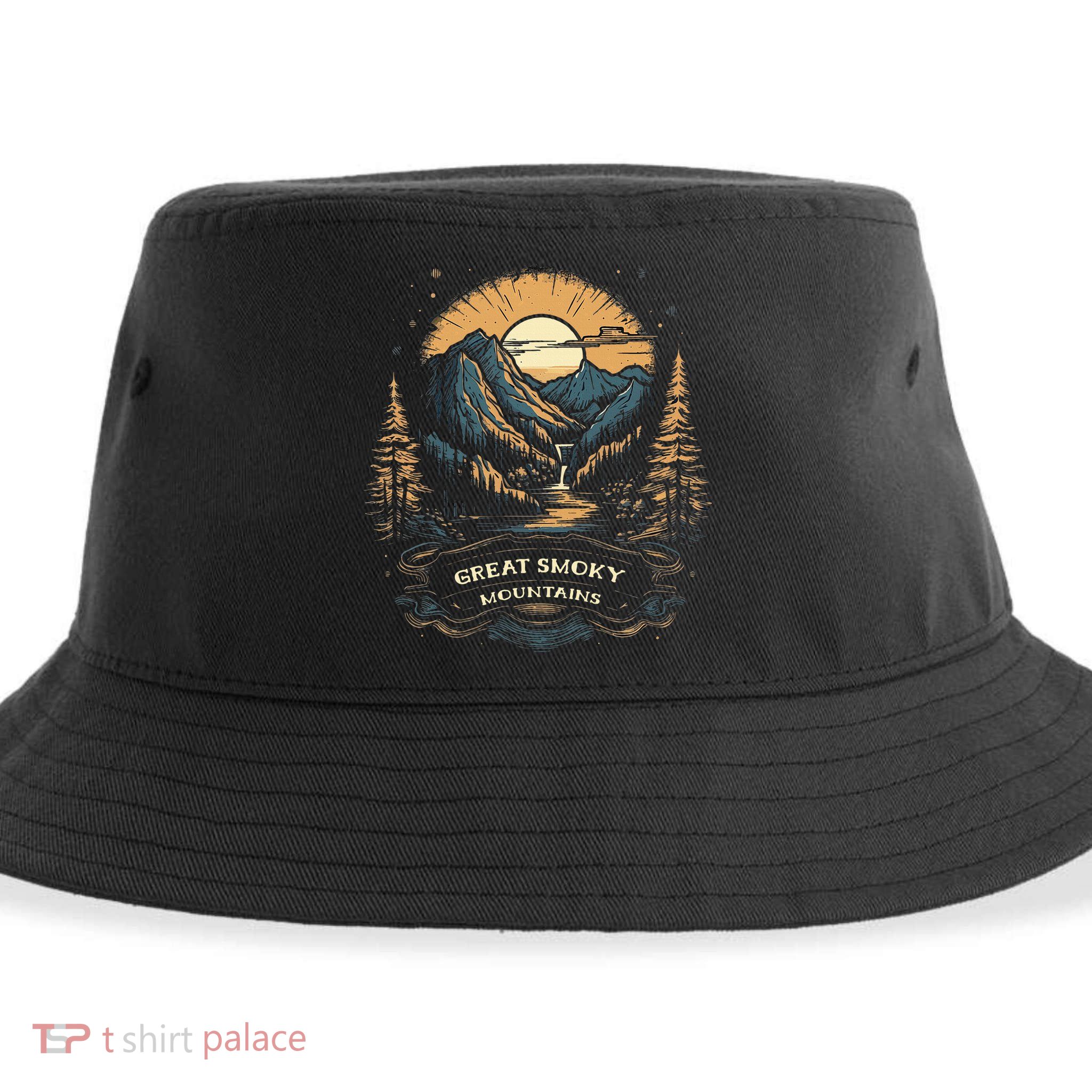 Great Smoky Mountains Retro Usa National Park Sustainable Bucket Hat