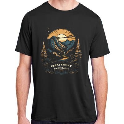 Great Smoky Mountains Retro Usa National Park Adult ChromaSoft Performance T-Shirt