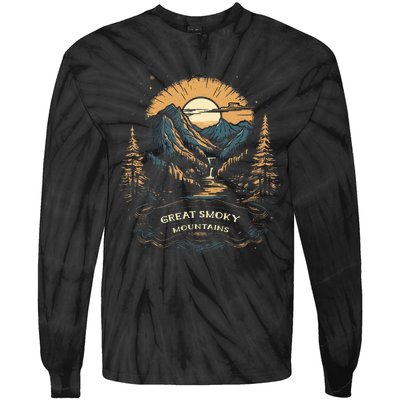 Great Smoky Mountains Retro Usa National Park Tie-Dye Long Sleeve Shirt