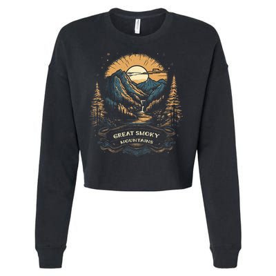 Great Smoky Mountains Retro Usa National Park Cropped Pullover Crew