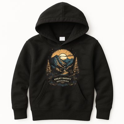Great Smoky Mountains Retro Usa National Park Kids Hoodie