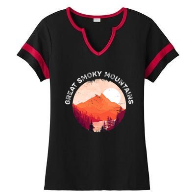 Great Smoky Mountains Hiking Souvenir Ladies Halftime Notch Neck Tee