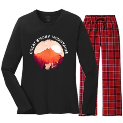 Great Smoky Mountains Hiking Souvenir Women's Long Sleeve Flannel Pajama Set 