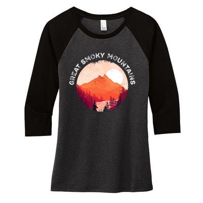 Great Smoky Mountains Hiking Souvenir Women's Tri-Blend 3/4-Sleeve Raglan Shirt