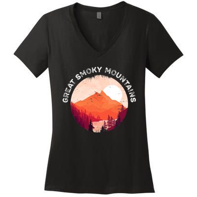 Great Smoky Mountains Hiking Souvenir Women's V-Neck T-Shirt