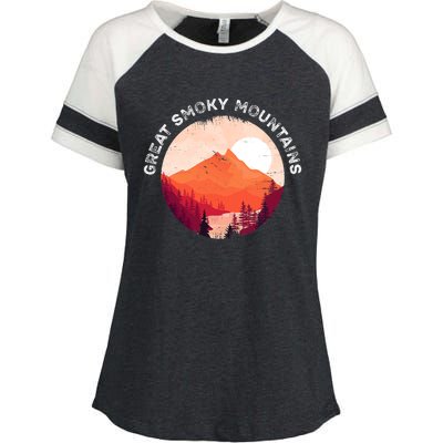 Great Smoky Mountains Hiking Souvenir Enza Ladies Jersey Colorblock Tee