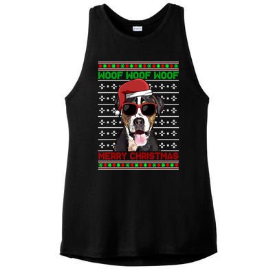 Greater Swiss Mountain Dog Woof Merry Christmas Cool Gift Ladies PosiCharge Tri-Blend Wicking Tank