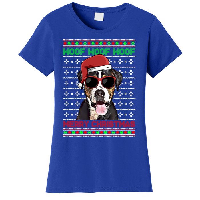 Greater Swiss Mountain Dog Woof Merry Christmas Cool Gift Women's T-Shirt