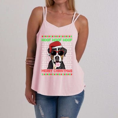 Greater Swiss Mountain Dog Woof Merry Christmas Cool Gift Women's Strappy Tank