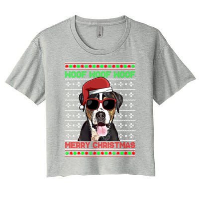 Greater Swiss Mountain Dog Woof Merry Christmas Cool Gift Women's Crop Top Tee