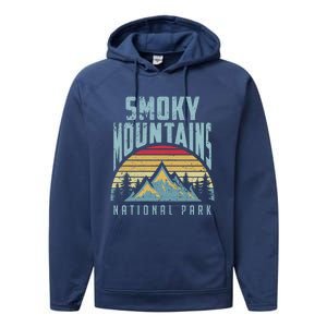 Great Smoky Mountains National Park Tennessee Retro Gift Performance Fleece Hoodie