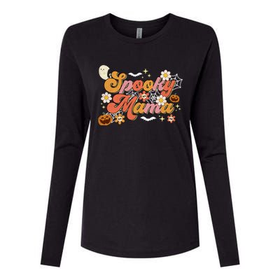 Groovy Spooky Mama Birthday Family Matching Halloween Cool Gift Womens Cotton Relaxed Long Sleeve T-Shirt