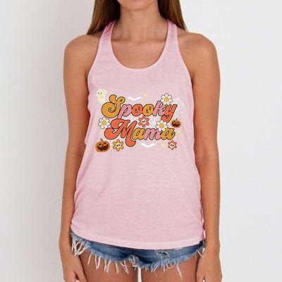 Groovy Spooky Mama Birthday Family Matching Halloween Cool Gift Women's Knotted Racerback Tank