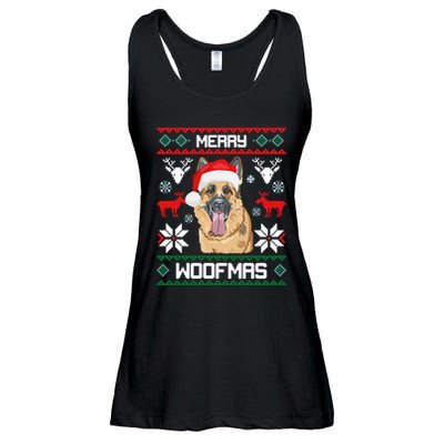 German Shepherd Merry Woofmas Christmas Dog Gift Ladies Essential Flowy Tank