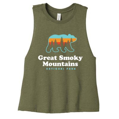 Great Smoky Mountains Gift Meaningful Gift Bear Great Smoky Mountains Cute Gift Women's Racerback Cropped Tank