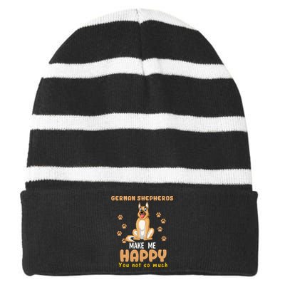 German Shepherd Make Me Happy You Not So Much Striped Beanie with Solid Band