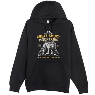 Great Smoky Mountains National Park Bear Vintage Gift Premium Pullover Hoodie