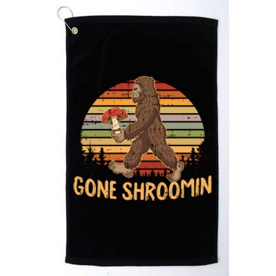 Gone Shrooming Mycologist Funny Bigfoot Mushroom Hunter Gift Great Gift Platinum Collection Golf Towel