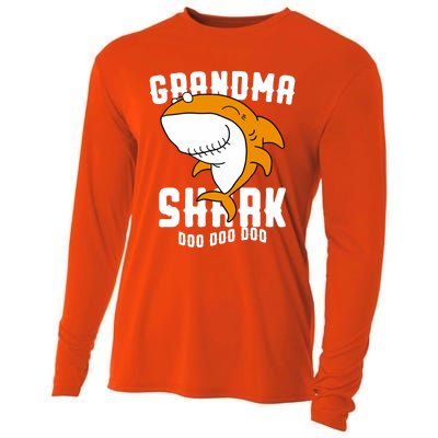 Grandma Shark Mommy Birthday Halloween Christmas Cooling Performance Long Sleeve Crew