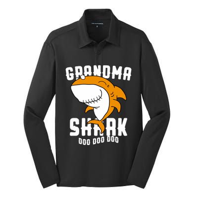 Grandma Shark Mommy Birthday Halloween Christmas Silk Touch Performance Long Sleeve Polo